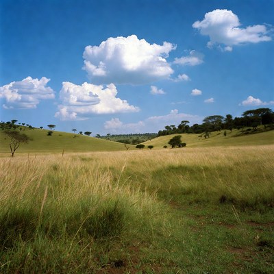 Savanna Landscape with Acacia Trees