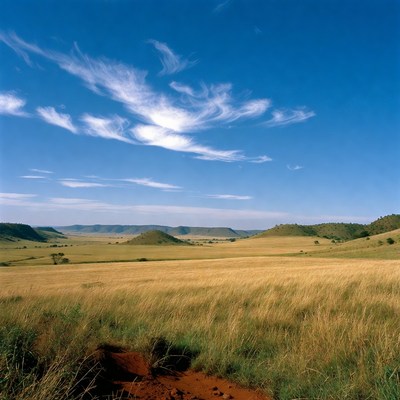 Savanna Landscape with Golden Grass