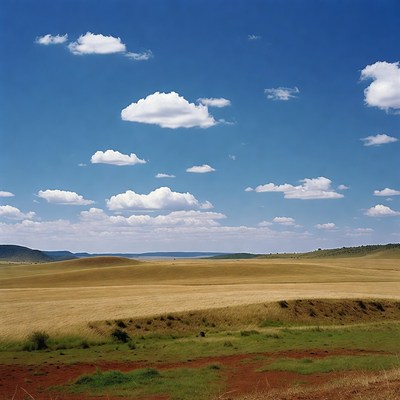 Savanna landscape with golden hills