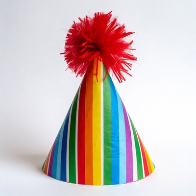 Rainbow Striped Party Hat