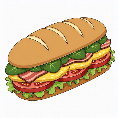 Sub Sandwich with Lettuce Tomato Egg