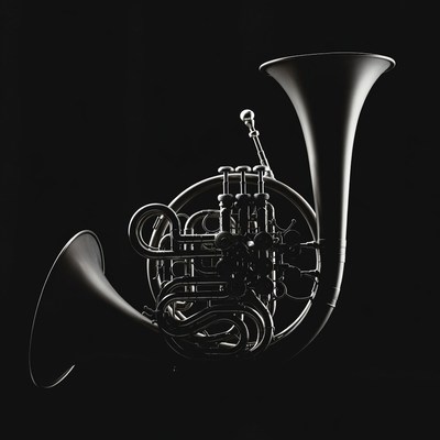 French Horn on Black Background