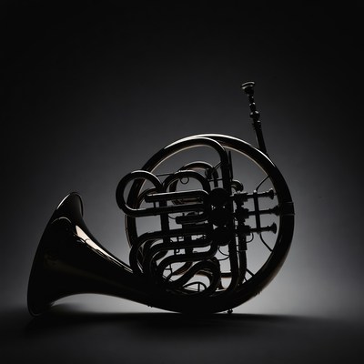 French Horn Silhouette Isolated Background