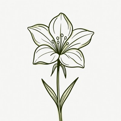Line Art Lily Flower