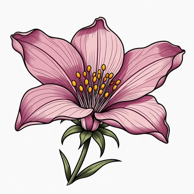 Pink Lily Flower Illustration