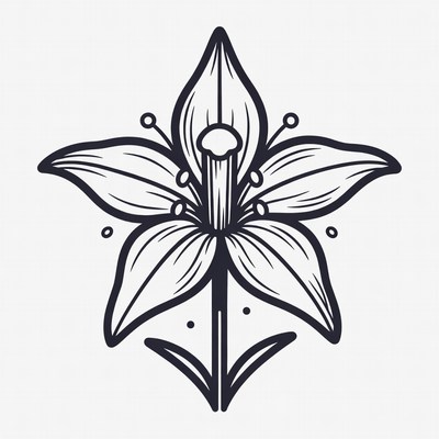 Line Art Lily Flower Illustration