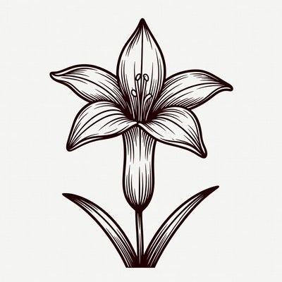 Line Art Lily Flower