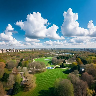 Aerial View Central Park Autumn Landscape