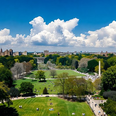 Aerial View of Central Park with Washington Arch
