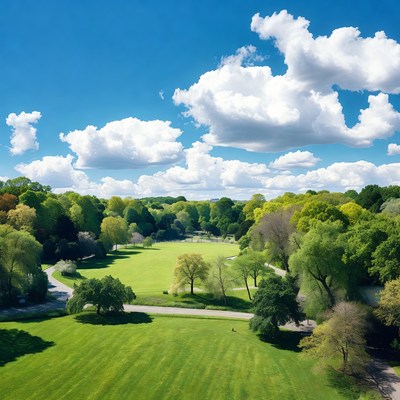 Aerial View of Lush Green Park