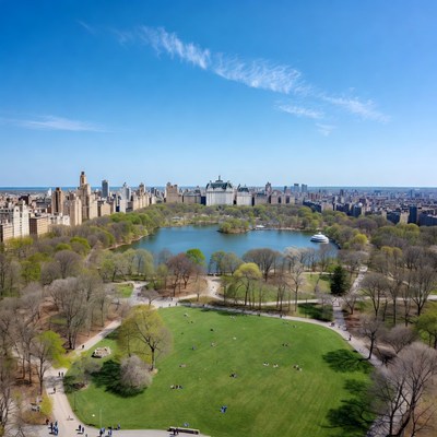 Aerial View Central Park Lake Manhattan