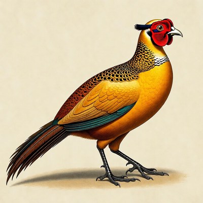 Colorful Golden Pheasant Illustration