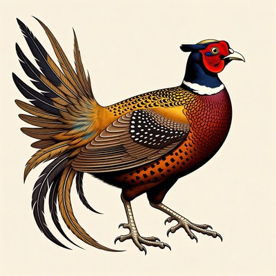 Colorful pheasant illustration standing