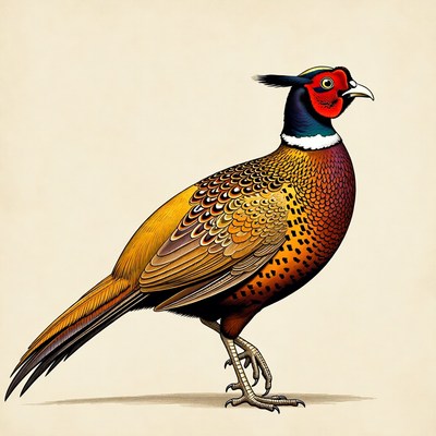 Colorful pheasant standing isolated