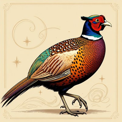 Colorful pheasant illustration