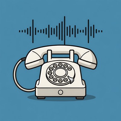 Vintage Rotary Phone with Sound Waves