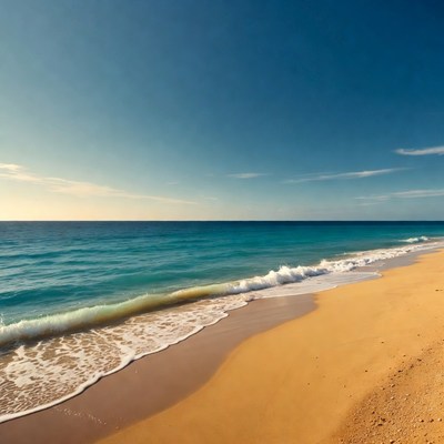 Sandy Beach with Turquoise Ocean Waves