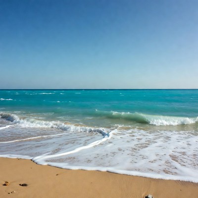 Turquoise Ocean Waves on Sandy Beach