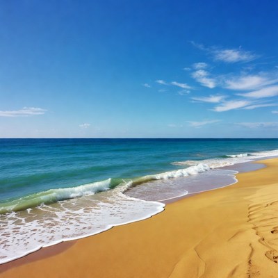 Sandy Beach with Turquoise Ocean Waves