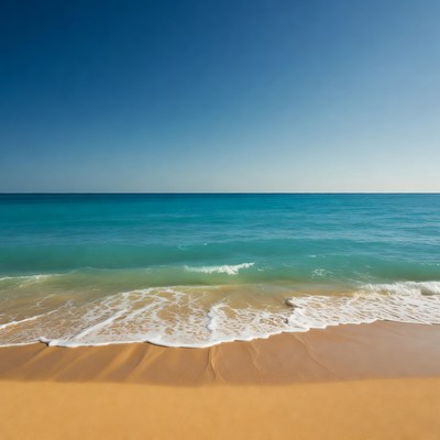Sandy Beach with Turquoise Ocean Waves