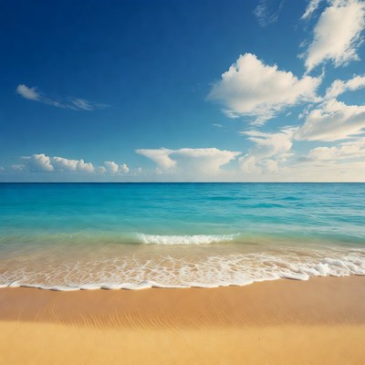 Sandy Beach with Turquoise Ocean Waves