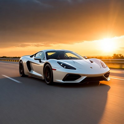White Koenigsegg Agera RS at Sunset