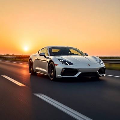 White Porsche 718 Cayman GT4 RS Sunset Drive