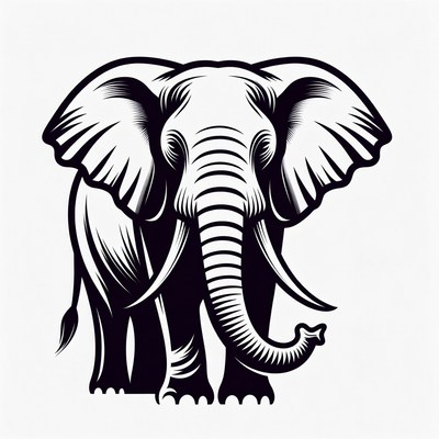 Black Elephant Outline Illustration