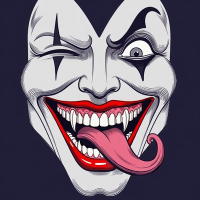 Grinning Clown Face with Tongue Out