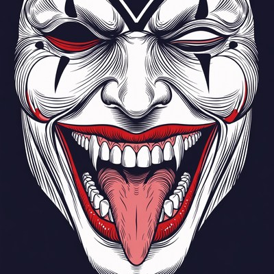 Grinning Clown Mask with Tongue Out