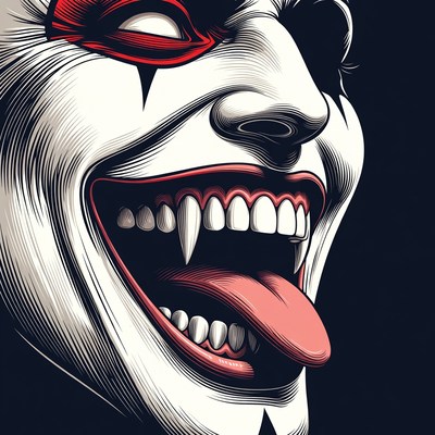 Grinning Vampire Clown Closeup