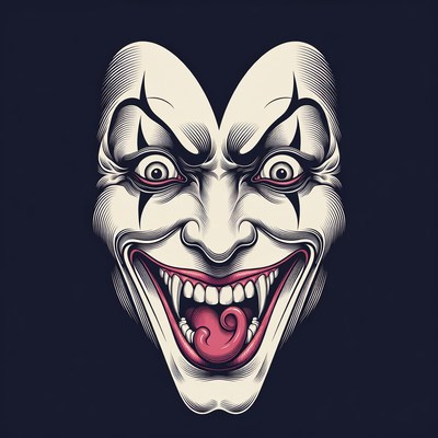 Evil Clown Face Illustration