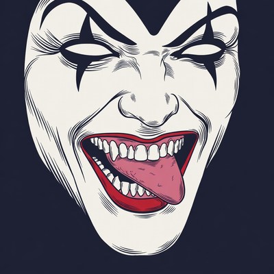 Clown face laughing with tongue out