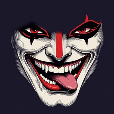 Grinning Clown Face Illustration
