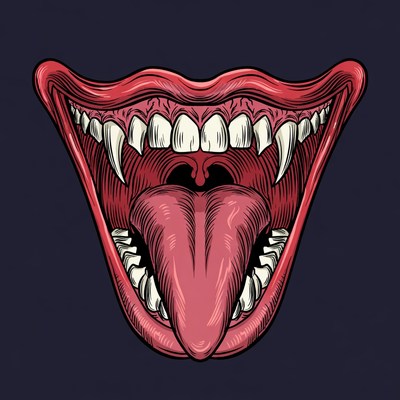 Wide Open Vampire Mouth Illustration