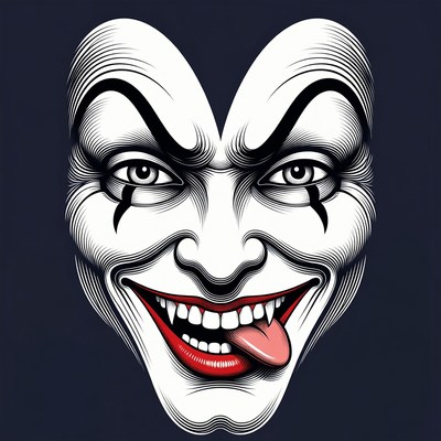 Creepy Clown Face Illustration