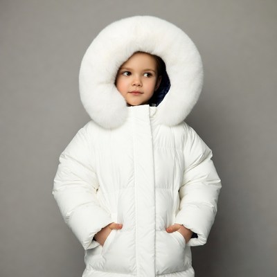 Girl in white fur hood jacket