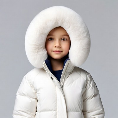Girl in white fur hood jacket