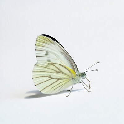 White butterfly on white background