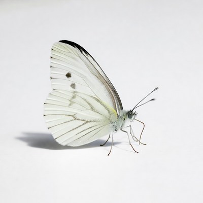 White butterfly on white background