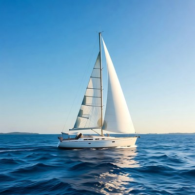 White Sailboat on Blue Ocean
