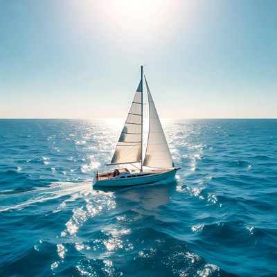 Sailboat on sunny ocean