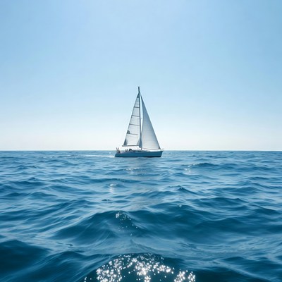 White sailboat on blue ocean