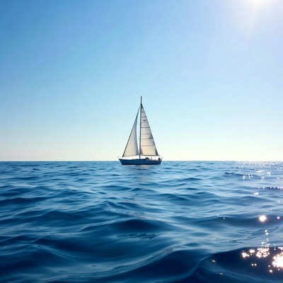 Sailboat on blue ocean