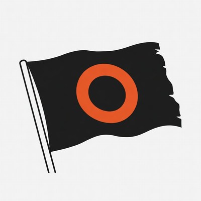 Black Flag with Orange Circle