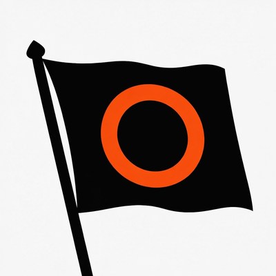 Black Flag with Orange Circle