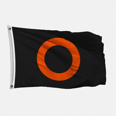 Black Flag with Orange Circle
