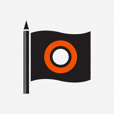 Black Flag with Orange Circle