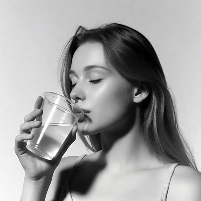 Woman drinking water from cup