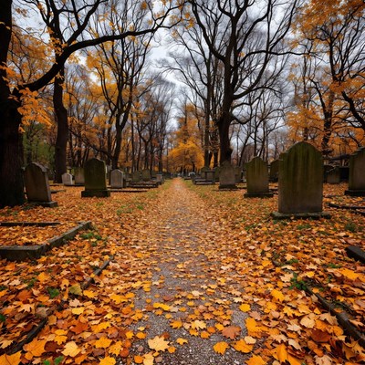 Autumn Path in Old Cemetery